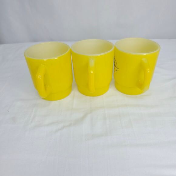 Vintage Fire King Anchor Hocking North West Compass Yellow Black Coffee Mug 3 PC - Picture 4 of 11